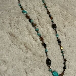 Turquoise and Brown Beaded Necklace
